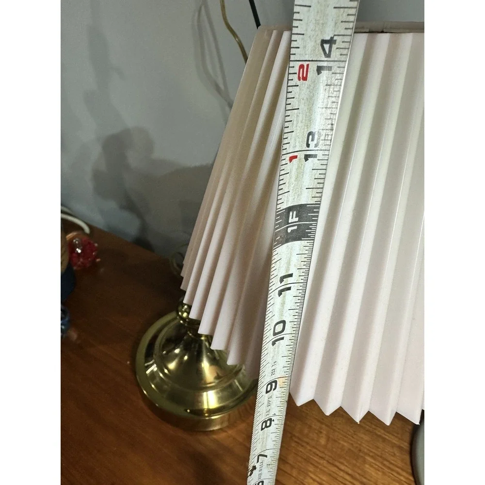 Mid Century Modern Vintage Brass Swing Arm Lamp Pleated Shade‎ 14